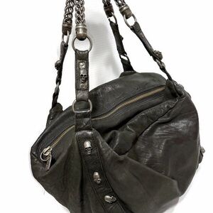 Thomas Wylde Dark Gray Leather Shoulder Bag
